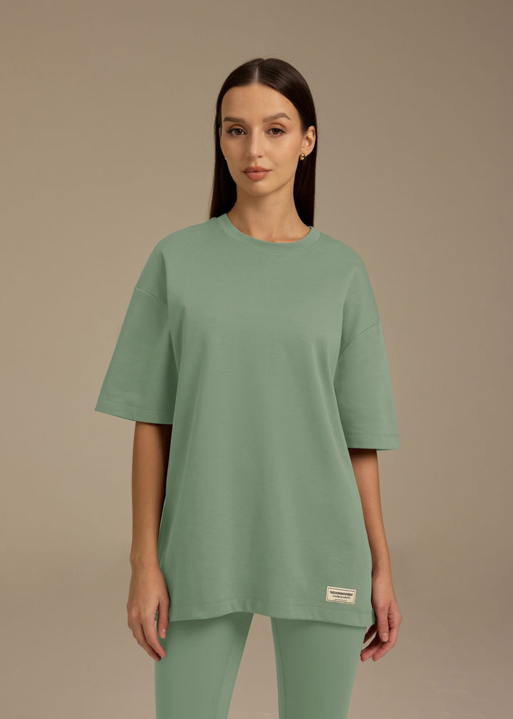 Unisex Cotton Luxe Oversized T Shirt - Misty Green
