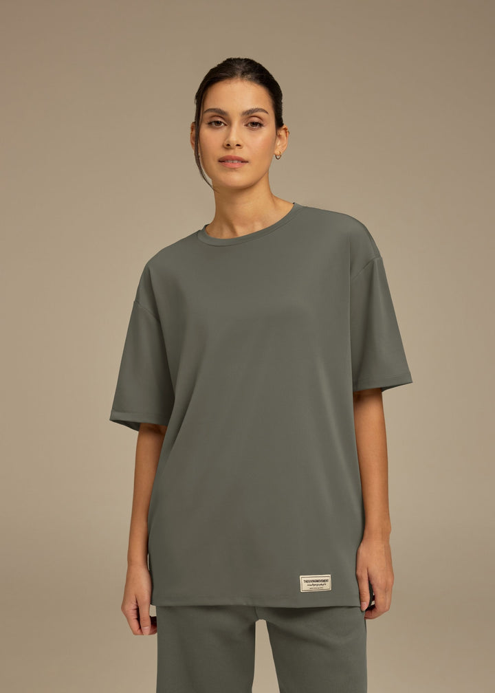 Recycled Oversized T Shirt - Pebble Grey