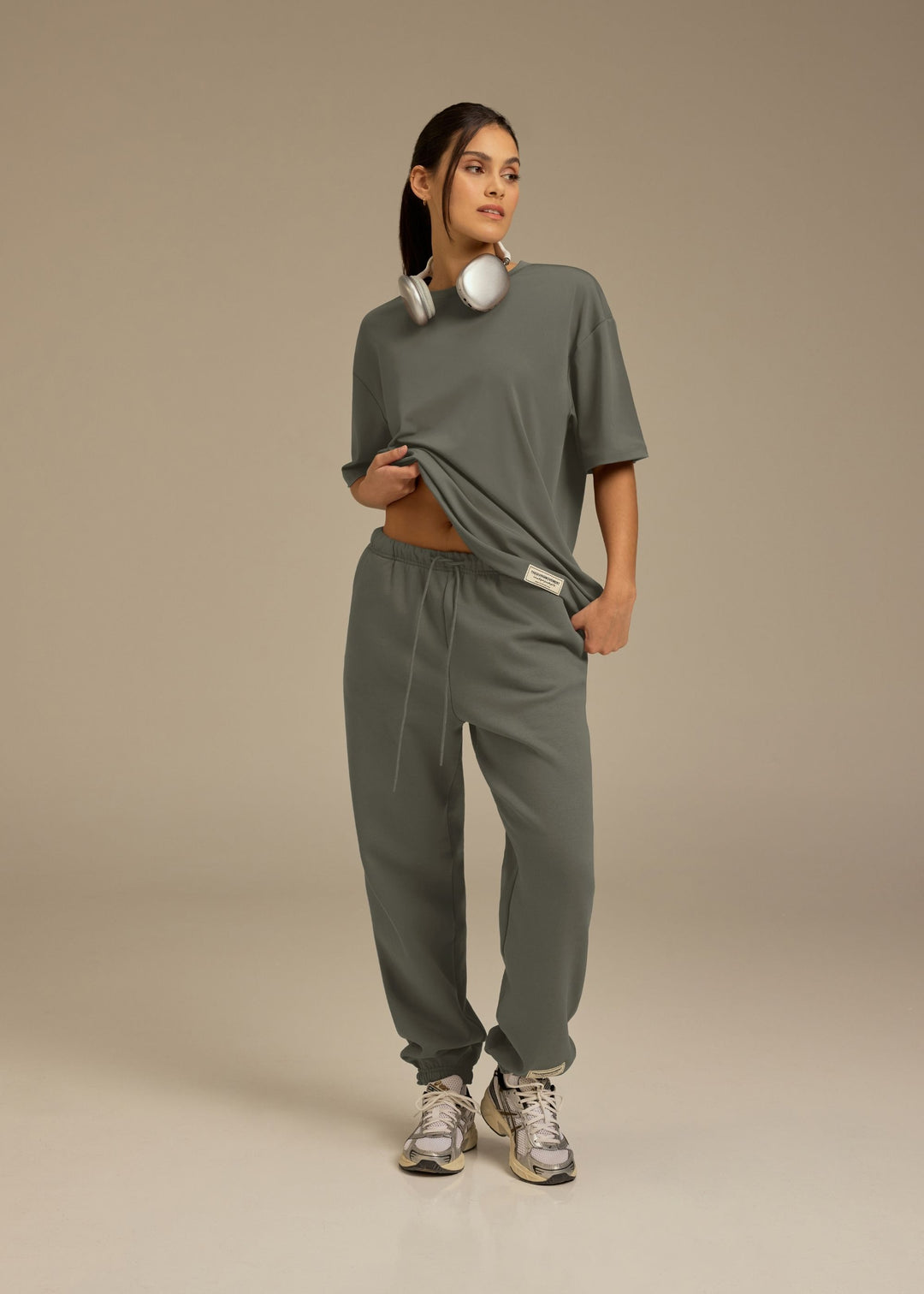 Recycled Oversized T Shirt - Pebble Grey