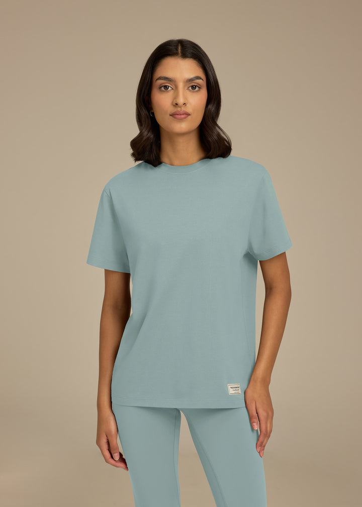 Womens Light Cotton Luxe Womens Relaxed Fit T-Shirt - Aqua Blue
