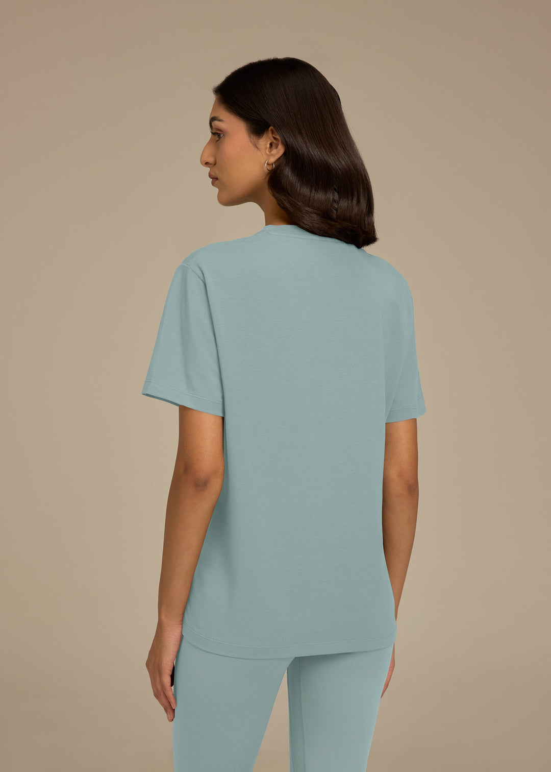 Womens Light Cotton Luxe Womens Relaxed Fit T-Shirt - Aqua Blue