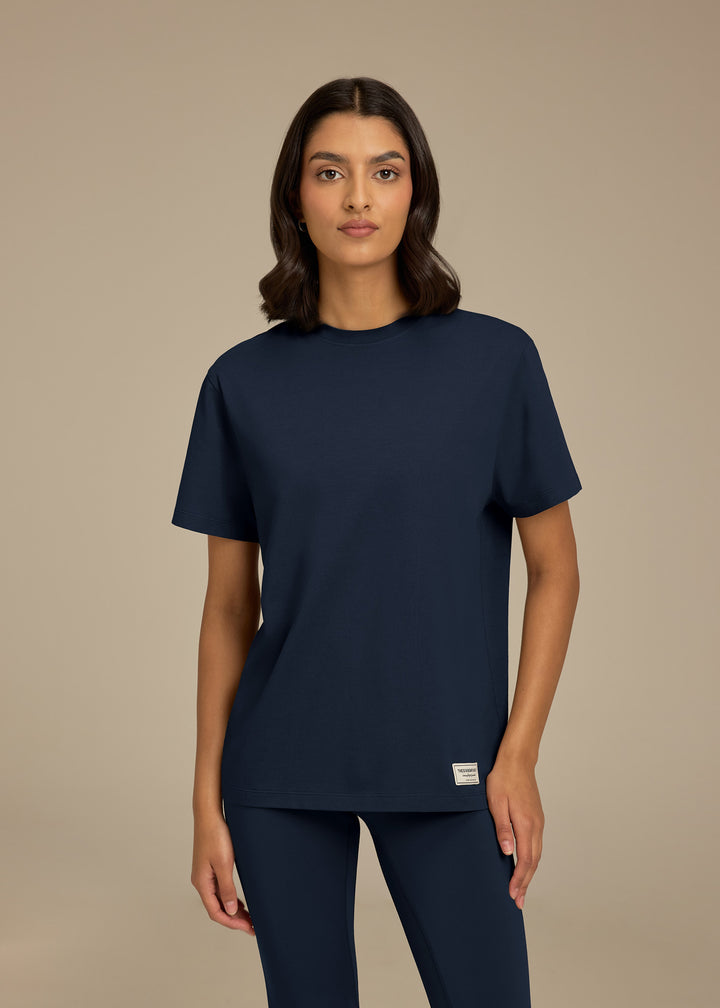 Womens Light Cotton Luxe Womens Relaxed Fit T-Shirt - Aqua Blue