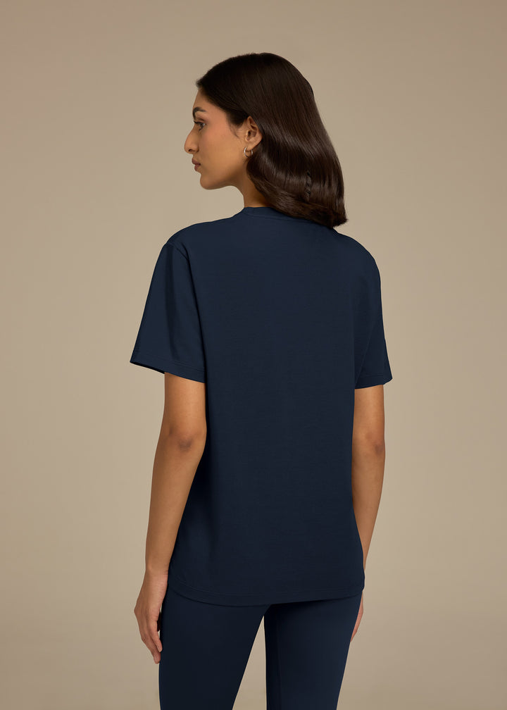 Womens Light Cotton Luxe Womens Relaxed Fit T-Shirt - Aqua Blue