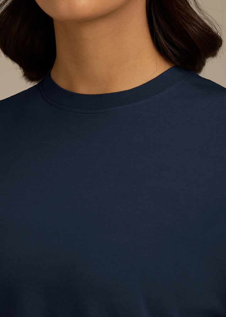 Womens Light Cotton Luxe Womens Relaxed Fit T-Shirt - Aqua Blue